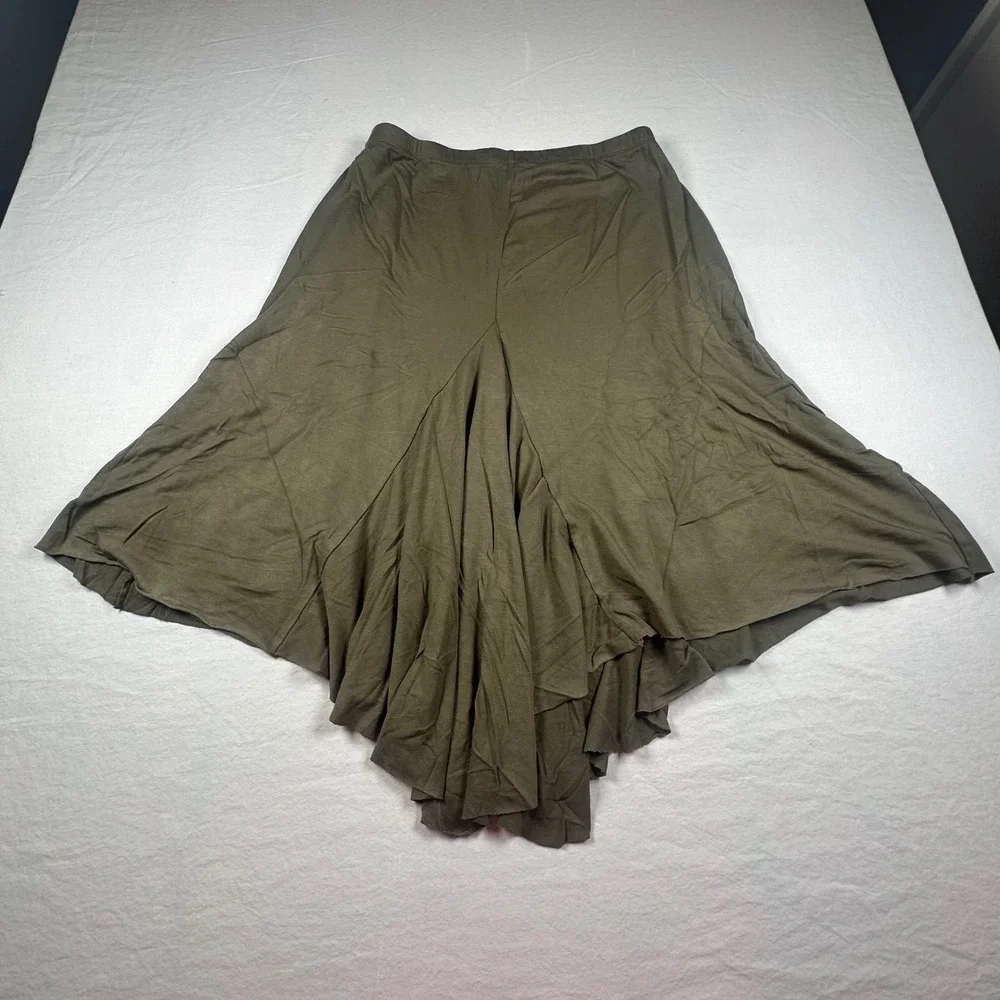 LAmade Olive Green Handkerchief Hem Midi Skirt Women's Medium Micromodal USA NWT